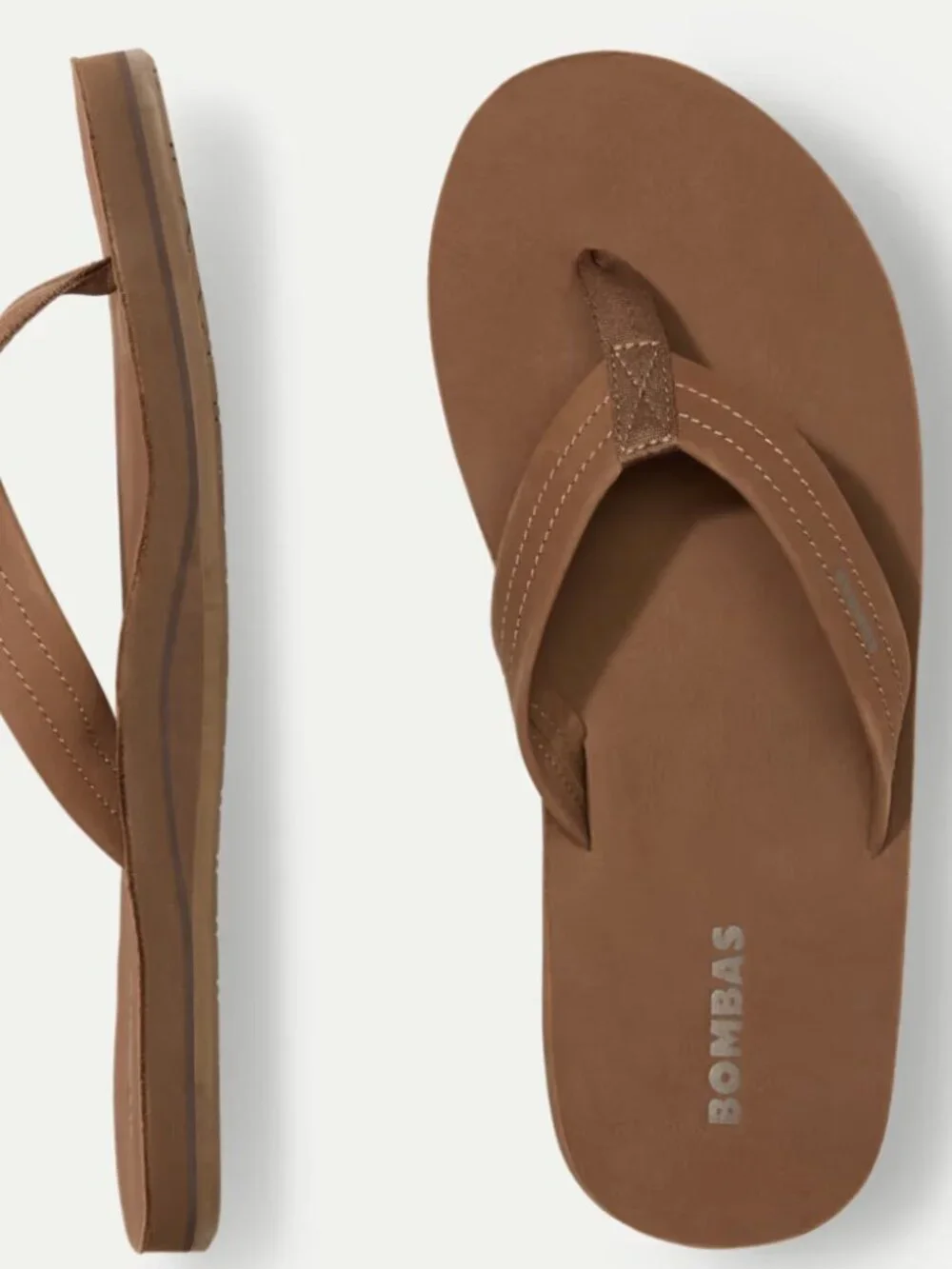 Bombas Sunrise Leather Flip Flop NEW Camel Brown